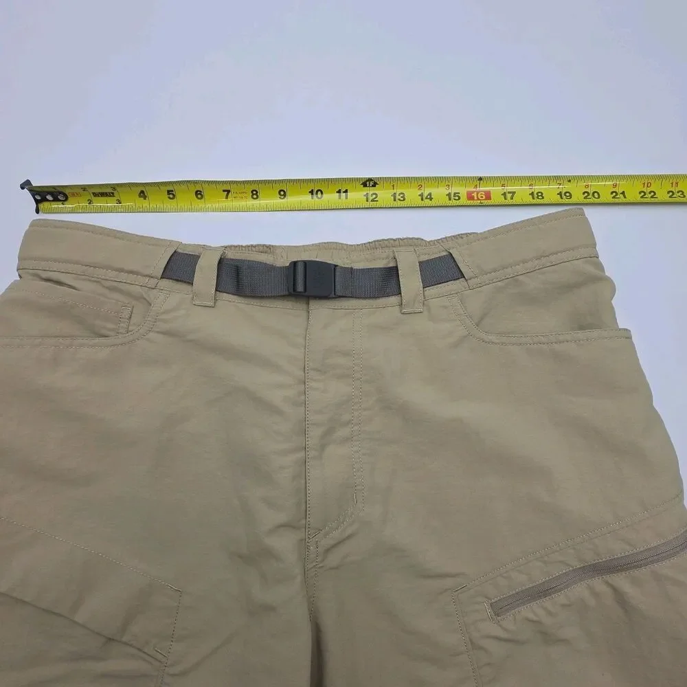 North Face Utility Shorts Khaki Tan Men Sz XL Nylon Flat Front 9